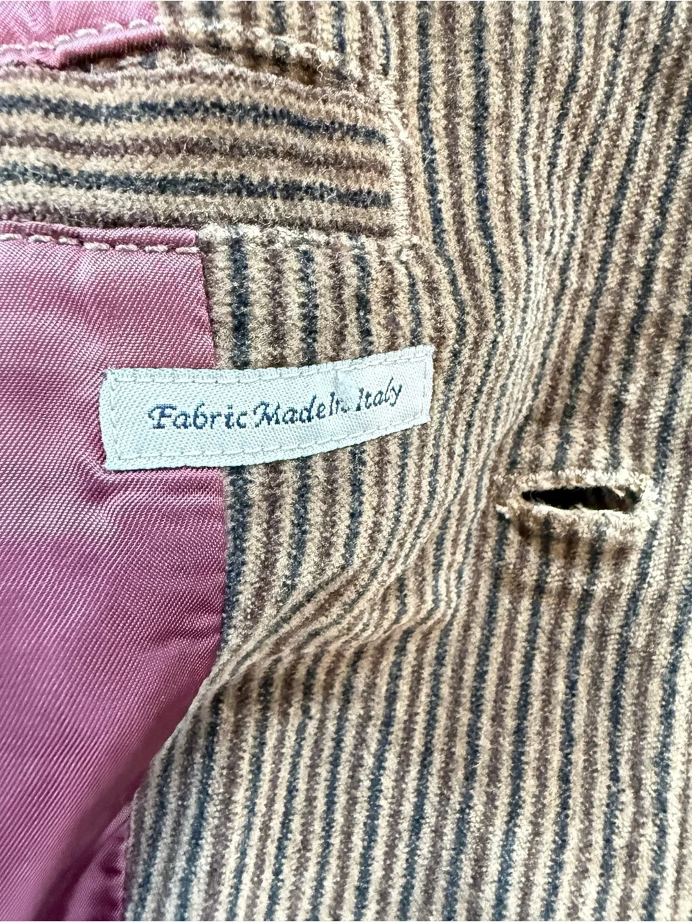 Y2K Vintage Indigo Palms Brown Corduroy Coat with Pink Lining Large